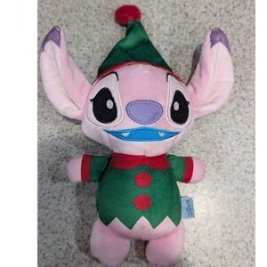 Disney Lilo & Stitch Angel Christmas Elf Plush Dog Toy Pink Holiday Squeaky 9"